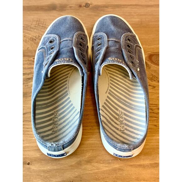 Taos EZ Soul Women's Size 7 Shoes Blue Wash Canvas Slip On Mule Sneakers - Picture 2 of 15
